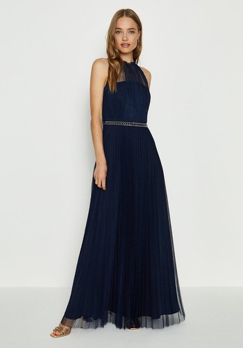 Mesh Pleat Maxi Dress