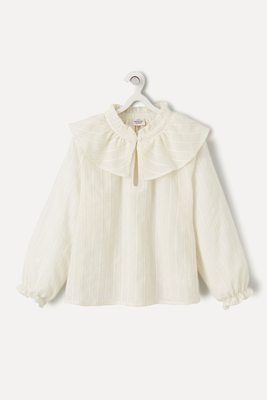 Cotton Ruffle Collar Blouse with Long Sleeves from TAPE A L'OEIL