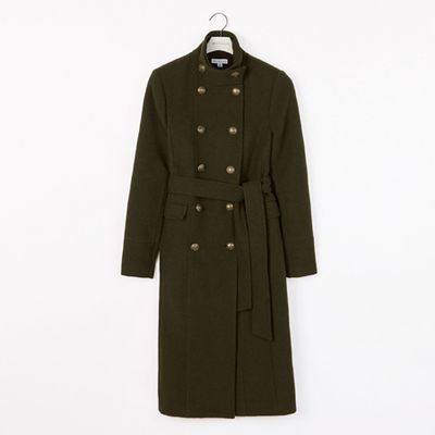 Military Long Funnel Coat Khaki