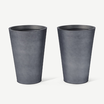 Razan Set Of 2 Tall Galvanized Conical Planters