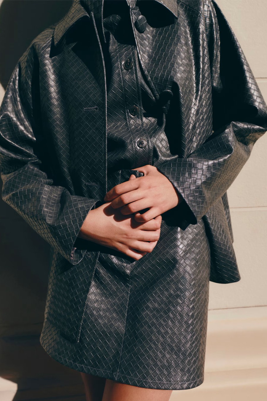 Leather Look Woven Effect Mini A-Line Skirt from Marks & Spencer