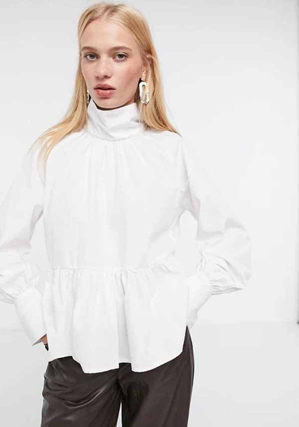 High Neck Top With Button Back from ASOS Design