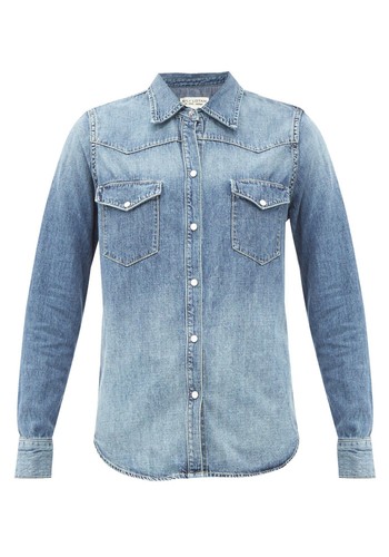 Travis Patch-Pocket Denim Shirt from Nili Lotan