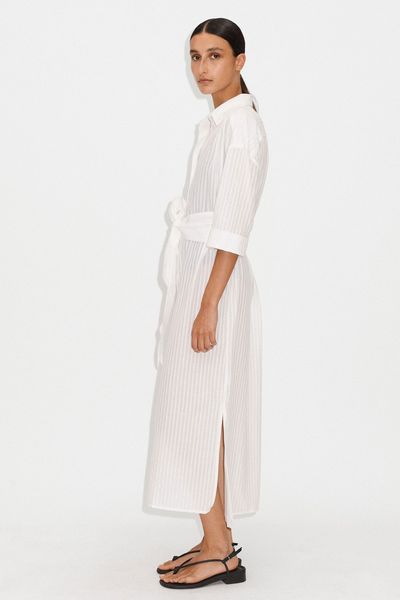 Tonal Stripe Beach Maxi Shirt Dress & Belt from ME+EM