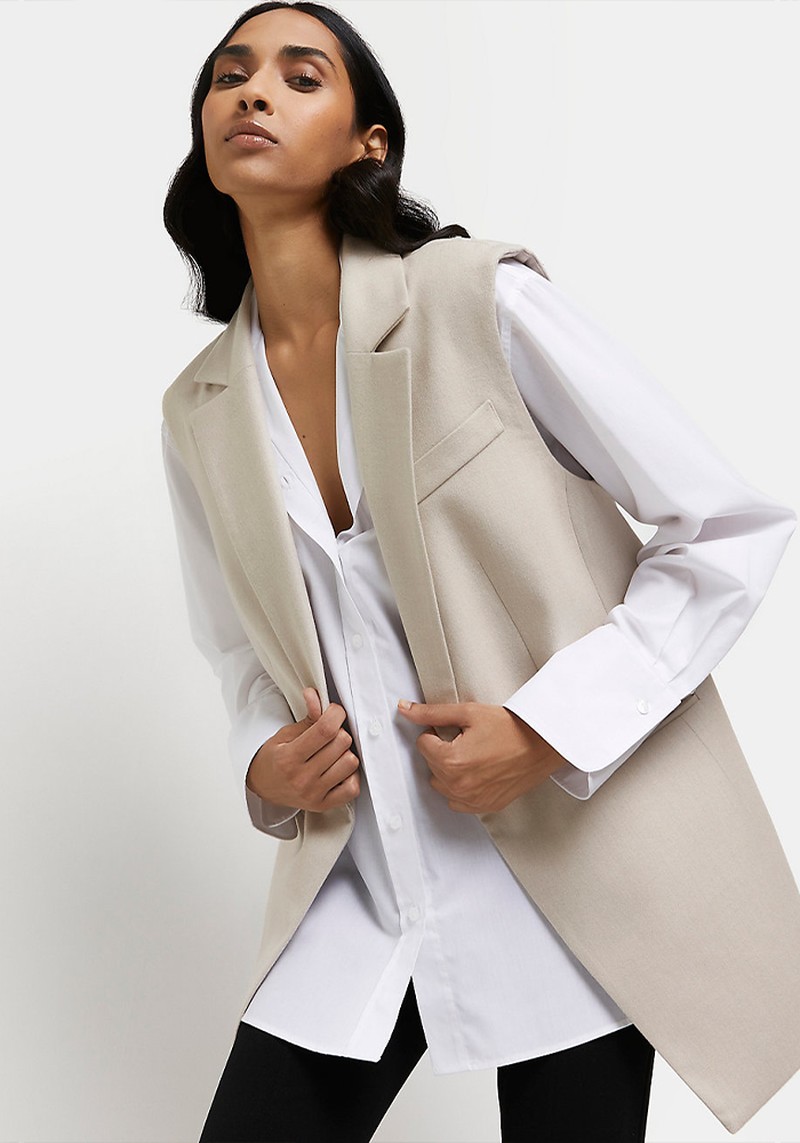 Cream Sleeveless Blazer from River Island