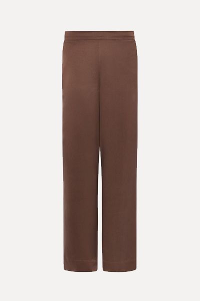 London Cocoa Silk Charmeuse Pyjama Bottoms from Asceno