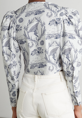 Cropped Printed Cotton Blouse 