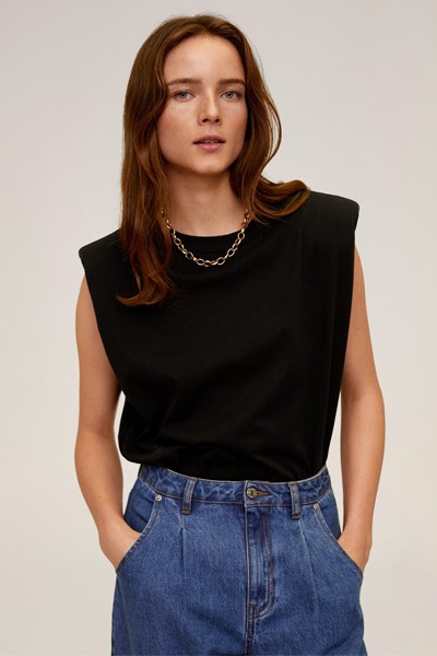 Shoulder Pad Cotton T-Shirt from Mango