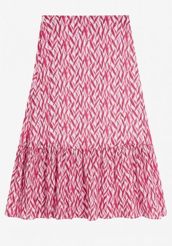 Feather Print Gauzy Linen Skirt from Brora