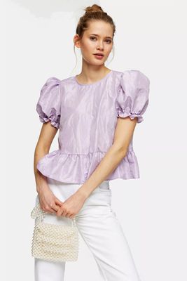 Lilac Bow Back Taffeta Top from Topshop