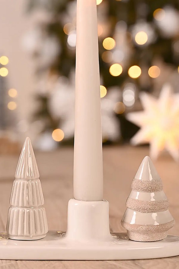 The Christmas Gift Co Christmas Tree Taper Candle & Tray