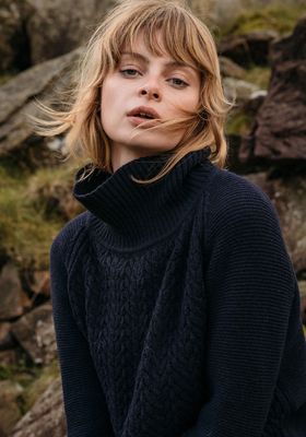 Glen Cable Knit Short Sweater