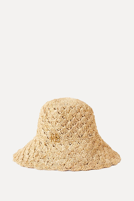 Embellished Crocheted Straw Bucket Hat  from Ruslan Baginskiy