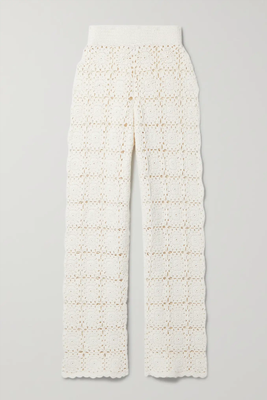 Lucy Crocheted Cotton Straight-Leg Pants from Le Set