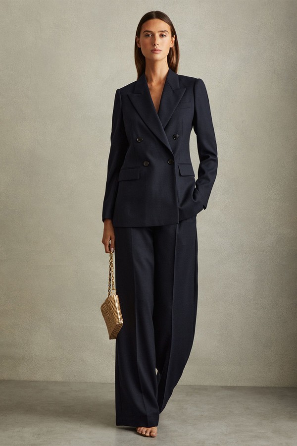Hallie Textured Double Breasted Suit Blazer from Reiss