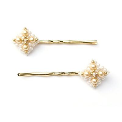 Hair Pins with Gold Swarovski Pearls from Vantage Jewellery