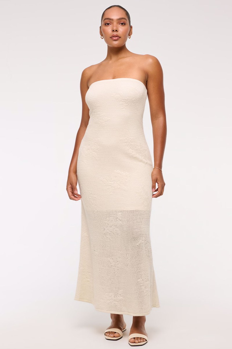 Strapless Crochet-Style Maxi Dress