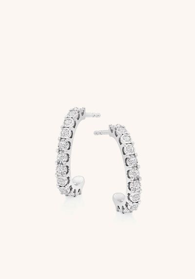 9ct White Gold Diamond Hoop Earrings