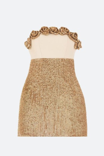 Rose Appliqué Sequinned Mini Dress from Cult Mia