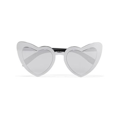 New Wave Loulou Heart-Shaped Silver-Tone Sunglasses from Saint Laurent