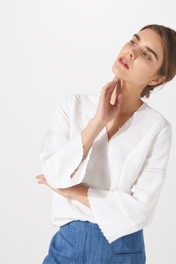 Scallop Detail Linen Top from Jigsaw