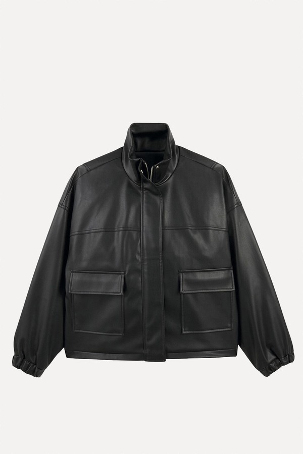 Faux Leather Short Jacket With Zip Fastening from La Redoute