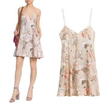 Flared Floral- Print Linen Mini Dress from Zimmermann