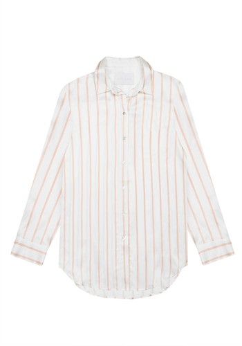  London Pale Blush Stripe Silk Pyjama Shirt  from Asceno