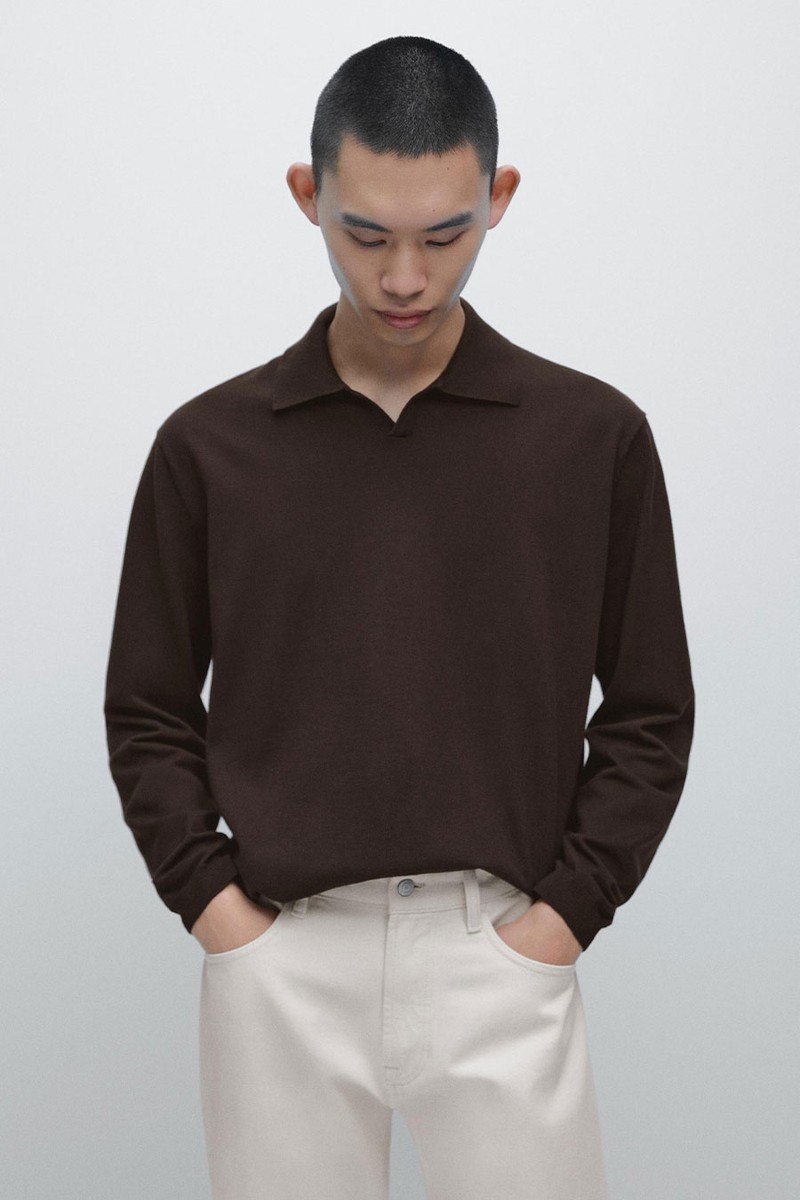 Cotton Knit Polo Sweater from Massimo Dutti