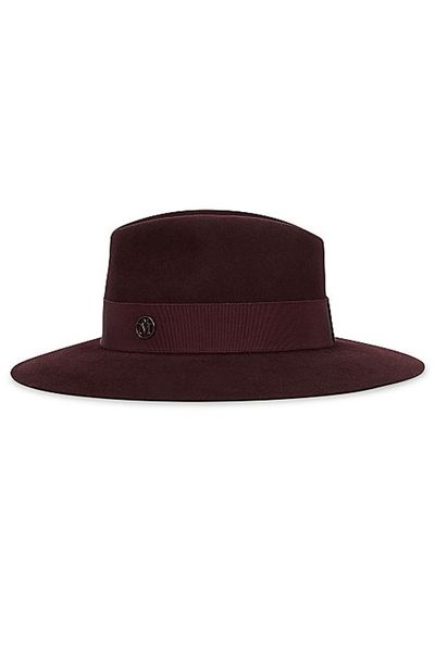 Henrietta Burgundy Rabbit Felt Fedora from Maison Michel Paris