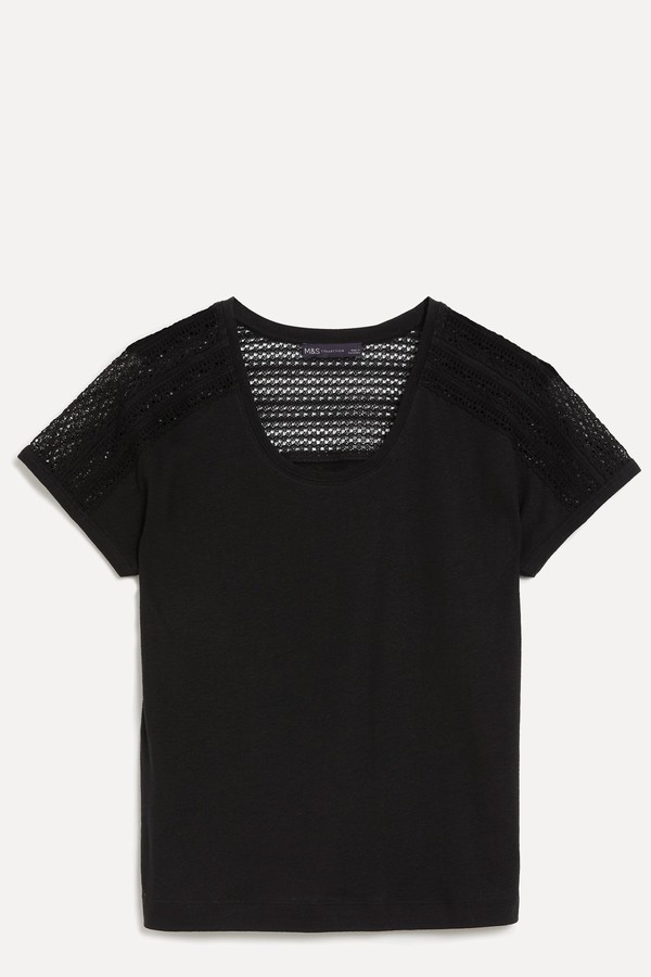 Linen Rich Broderie Top from Marks & Spencer