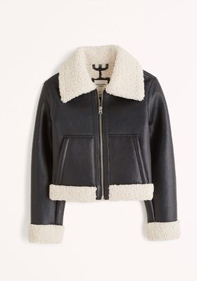 Sherpa Lined Vegan Leather Shearling Jacket