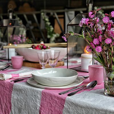 Fuck Word Linen Tablecloth In Rose Pink from Summerhill & Bishop