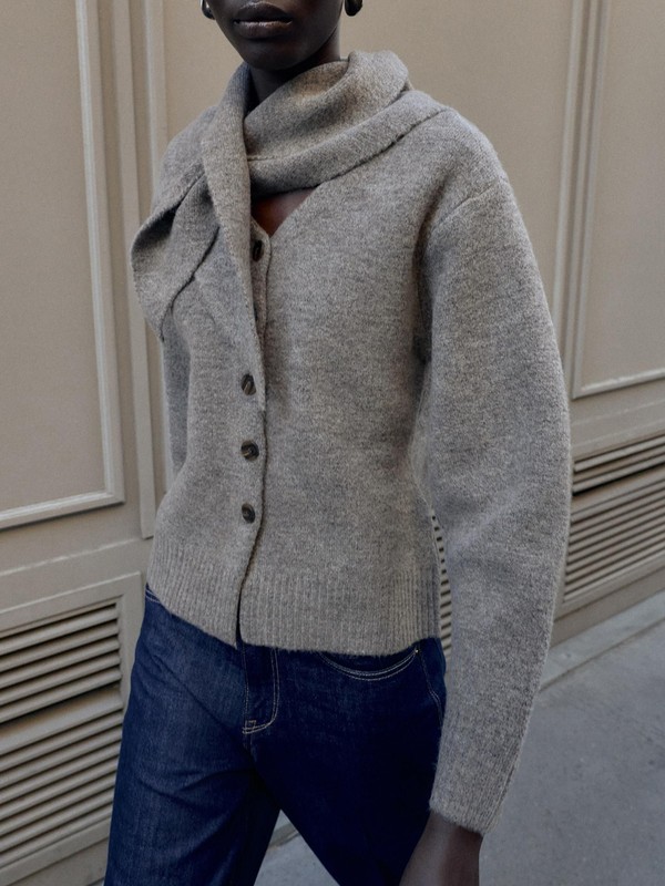  Cardigan With Scarf Detail 