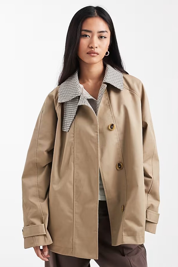 Cape Detail Trench With Check Liner from ASOS DESIGN