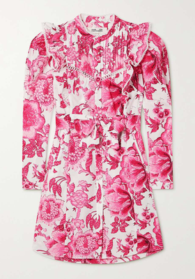 Sandrah Ruffled Floral-Print Cotton-Poplin Mini Dress from DVF