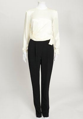 Ivory Saint And Black Wool Contrast Jumpsuit from Lanvin