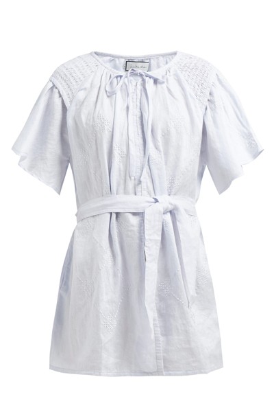 Hans Ufmafrök Smocked Linen Mini Dress from Innika Choo