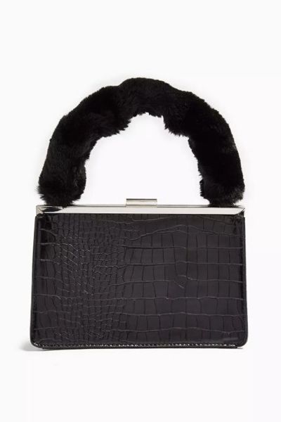 GEORGIA Black Faux Fur Handle Grab Bag