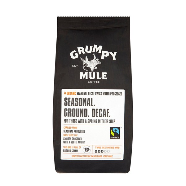 Organic Seasonal Swiss Water Decaff Ground Coffee from Grumpy Mule 