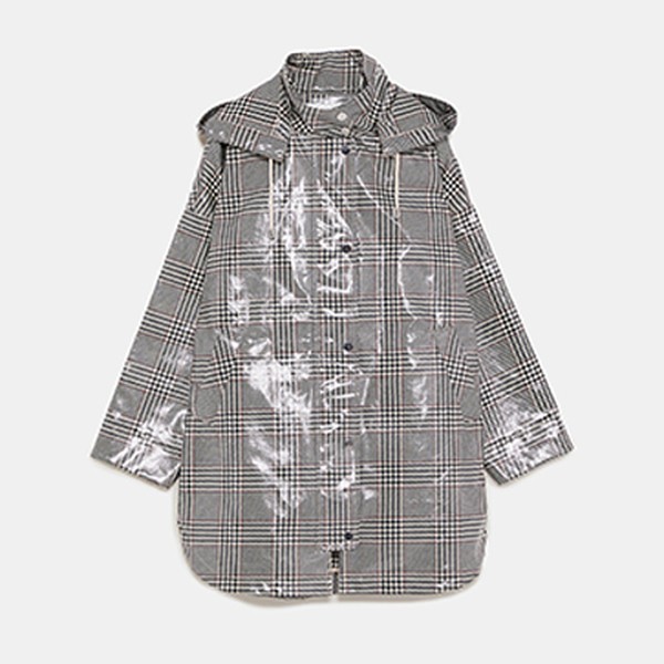 Checked Waterproof Trench Coat from Zara