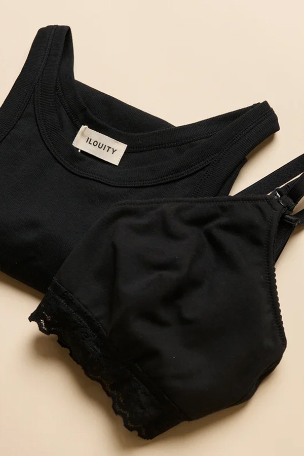 Ribbed Nursing Tank & Cross-Back Bra