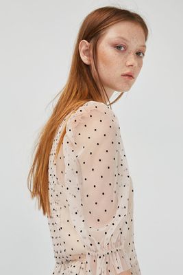Polka Dot Tulle Top With Ruffle from Zara