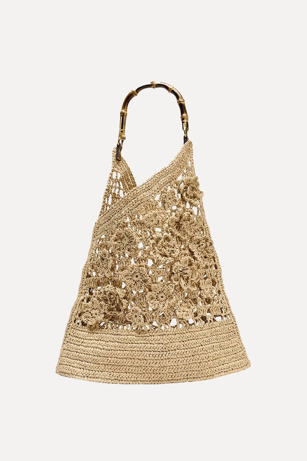 Floral Braided Tote Bag