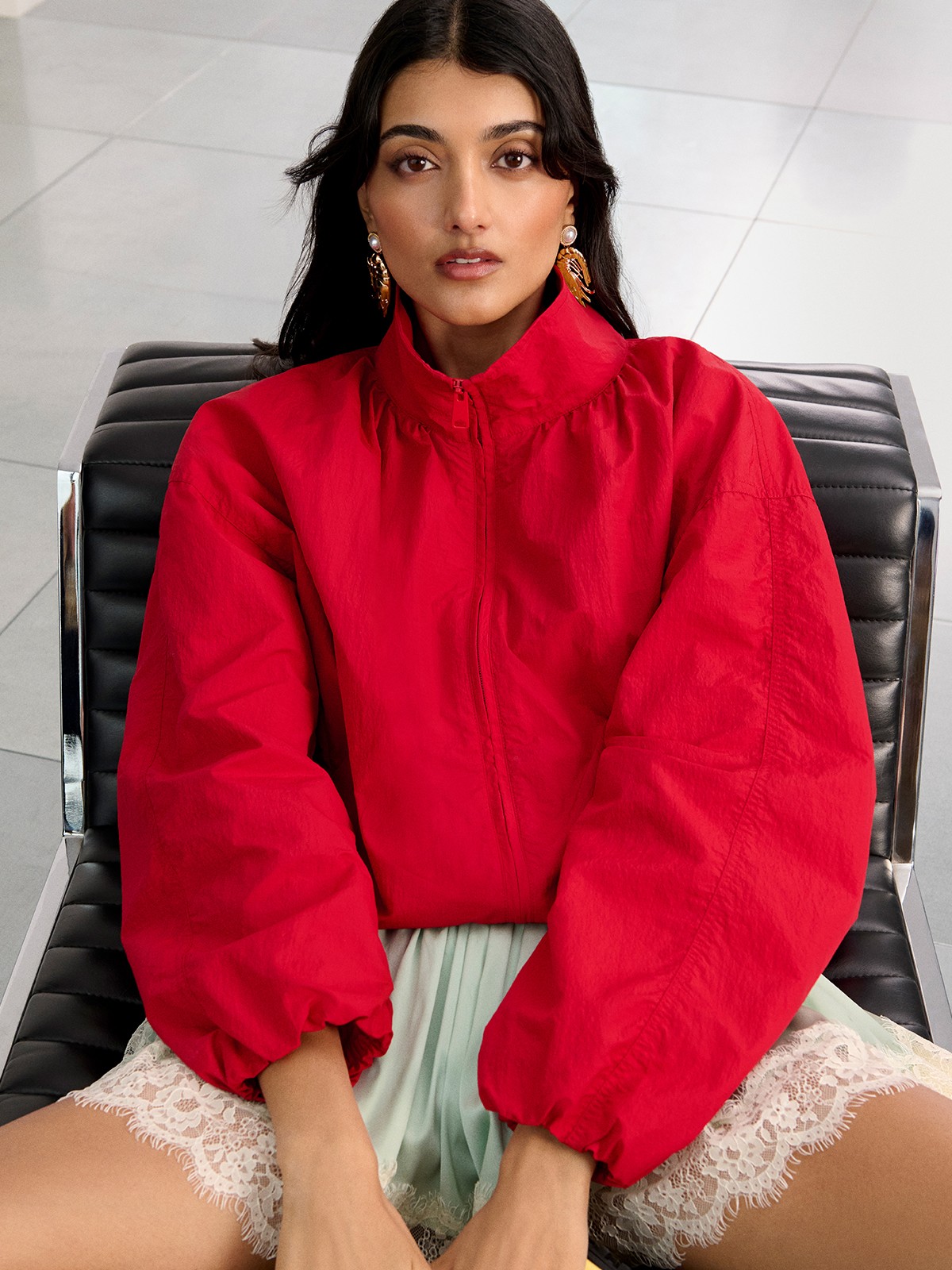 Oversized Bubble Hem Track Jacket from ASOS DESIGN
