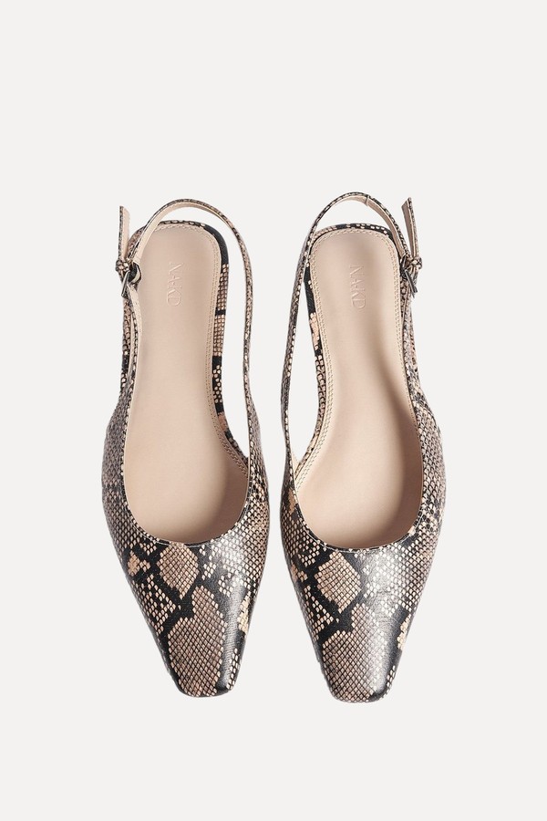 Squared Toe Slingback Flats