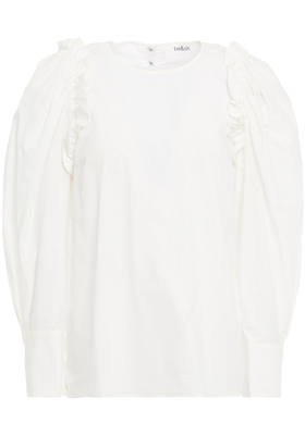Passion Ruffle-Trimmed Cotton-Poplin Blouse from Ba&sH