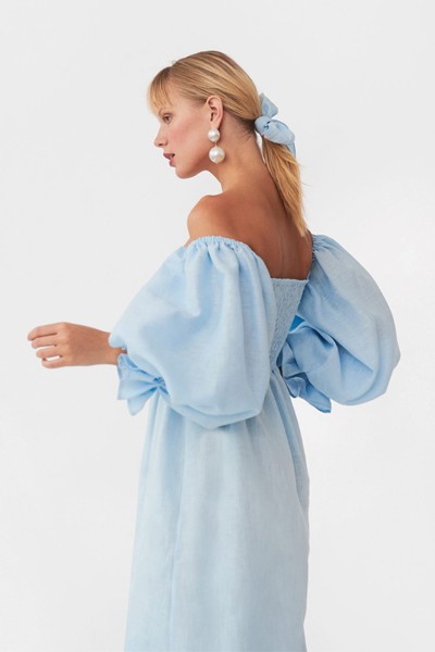 Atlanta Linen Dress in Azure Blue