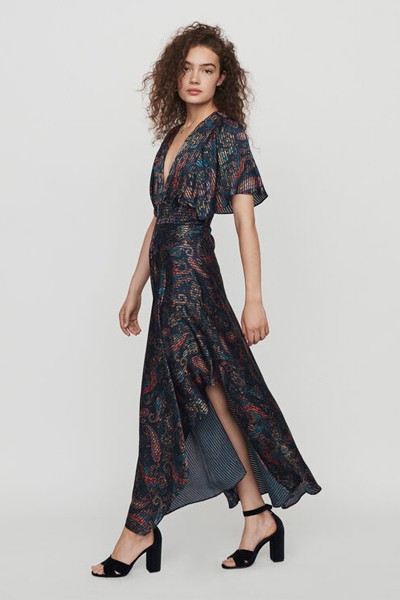 Burnout Printed Scarf Smock Dress