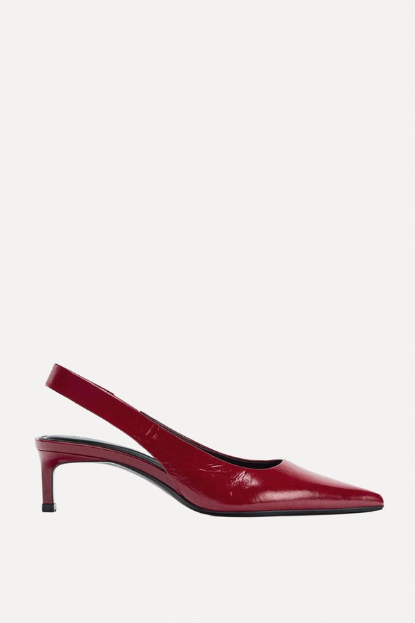 Leather Kitten-Heel Shoes from Zara